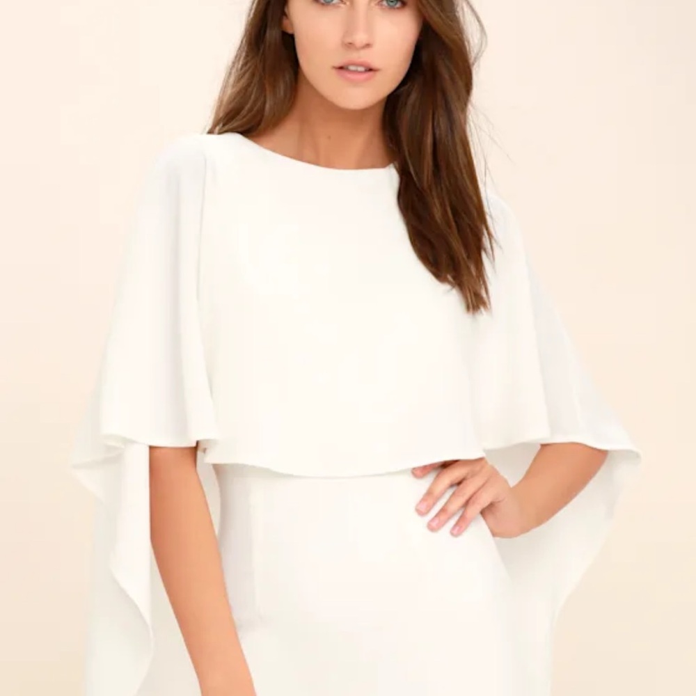 Lulu's Elegant White Long Sleeve Dress